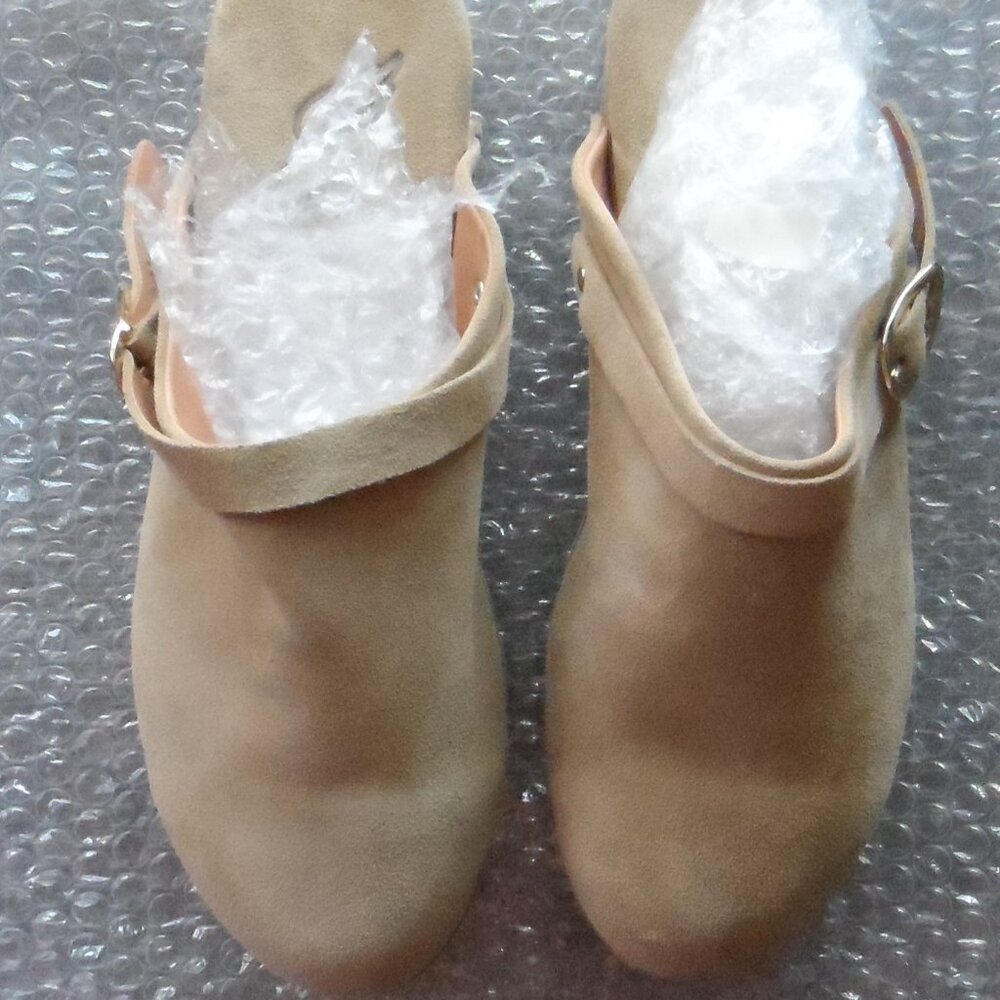 Ancient Greek Suede Sandals Clogs Mules Handmade Natural Color Size 7